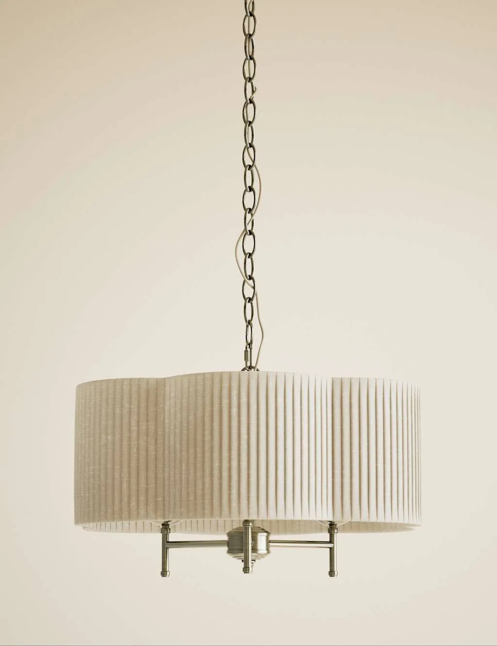 M&S Pleated Flower Shade Chandelier Antique Brass