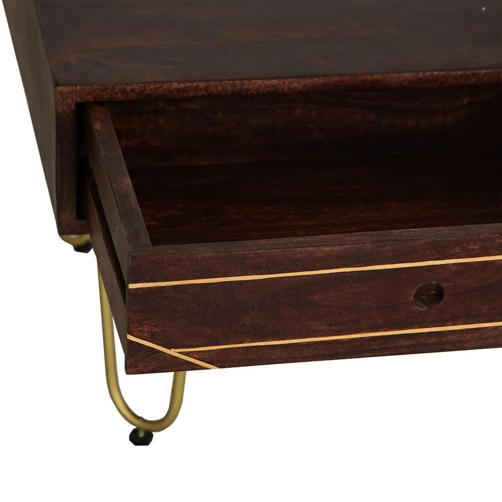 IH Design Jusleen Solid Mango Wood Coffee Table With Drawer in Brown 4