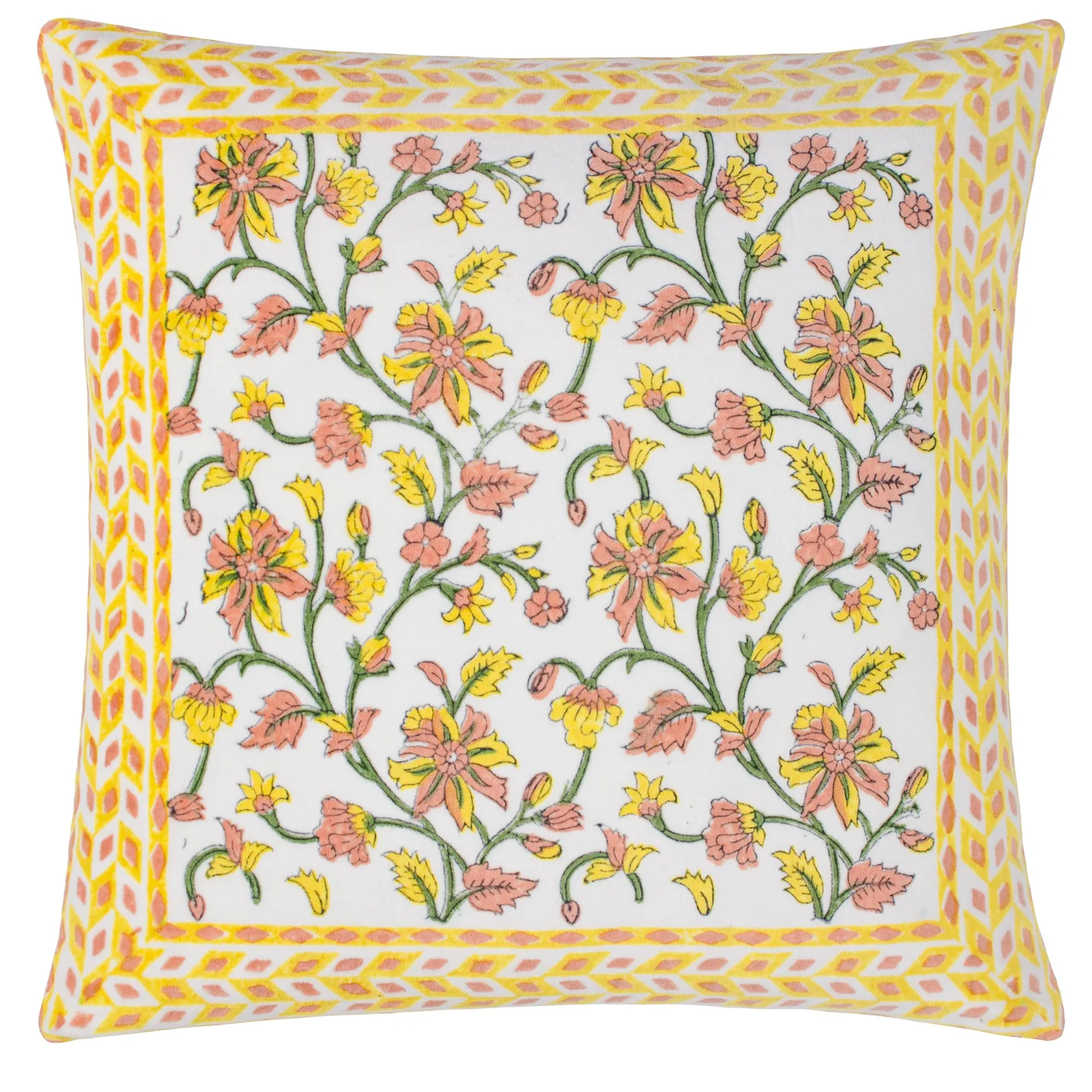 Paoletti Mentera 100% Cotton Floral Cushion in Yellow 2