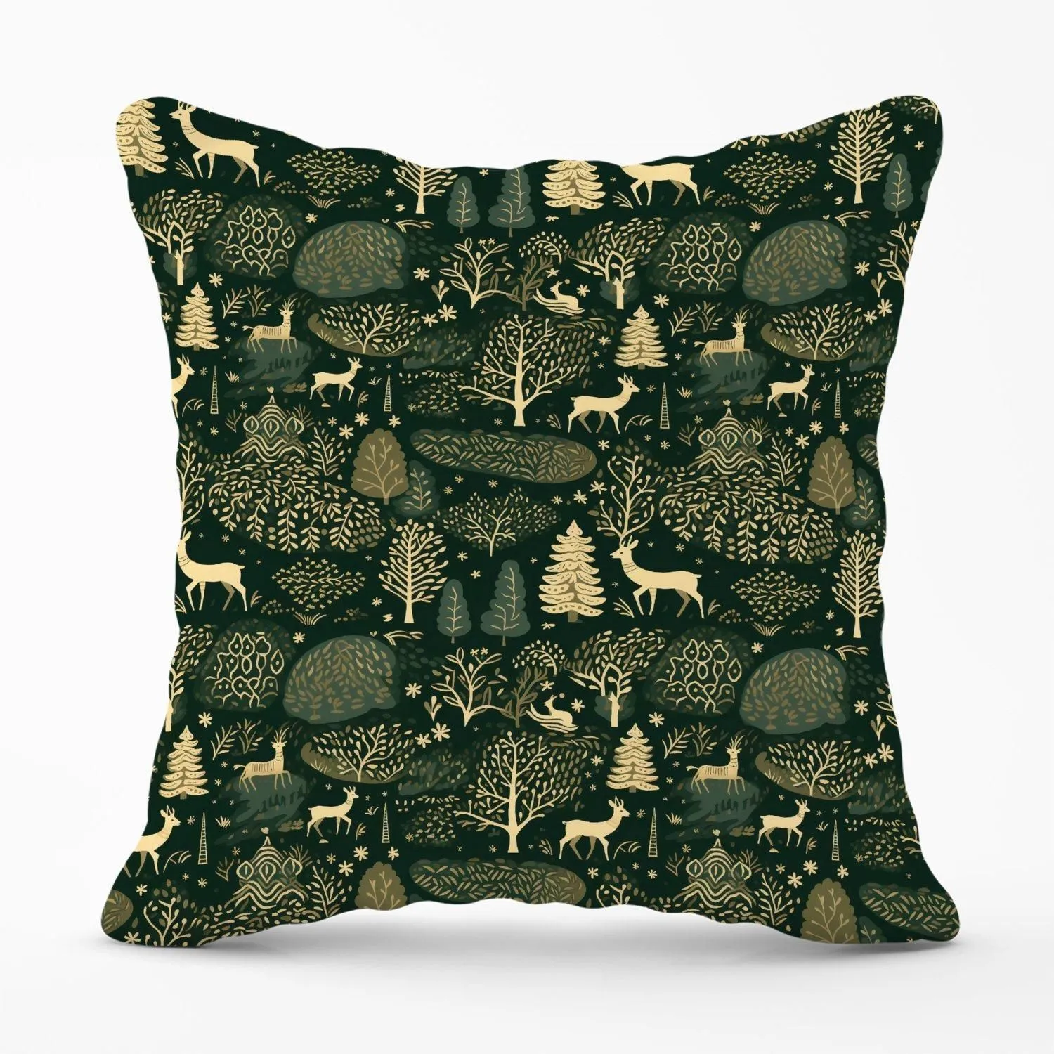 Warren Reed - Designer Green Christmas Woodlands Outdoor Cushion