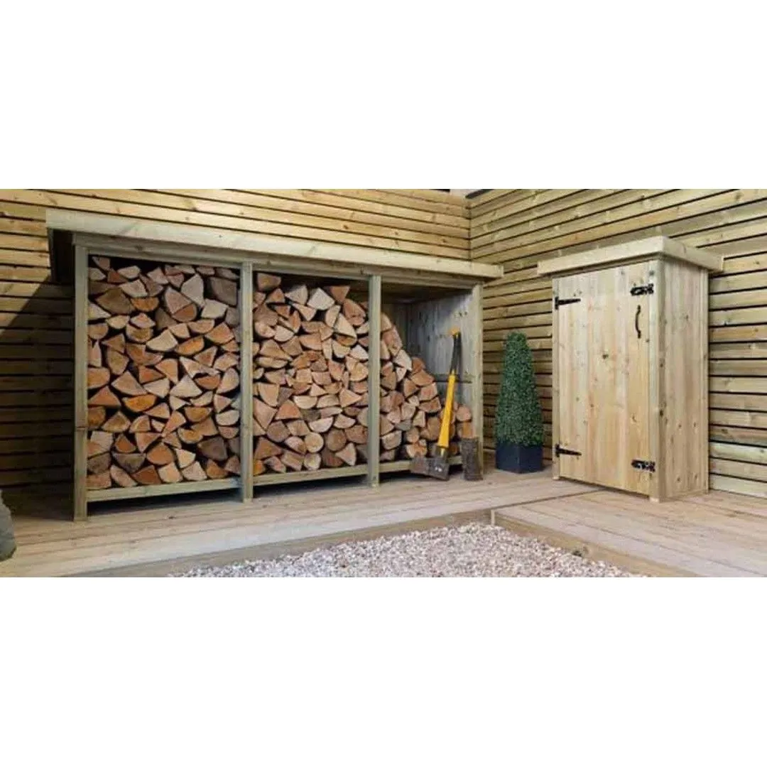 Buttercup Farm Billington Log Store Large - Timber - L96 x W227 x H123 cm in Brown 3