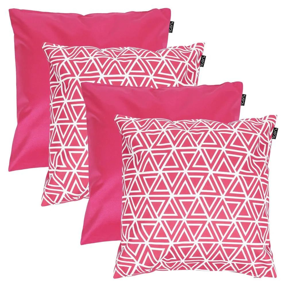 icon 4PK Cushion, x2 Triangle Geo Pink x2 Plain Pink