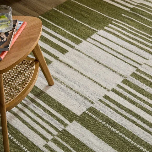 Marlin Striped Geometric Wool Rug 6