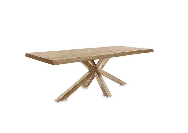 Njord Raw Edge Dining Table with Wooden Star Base - 180-cm - Sand Stone