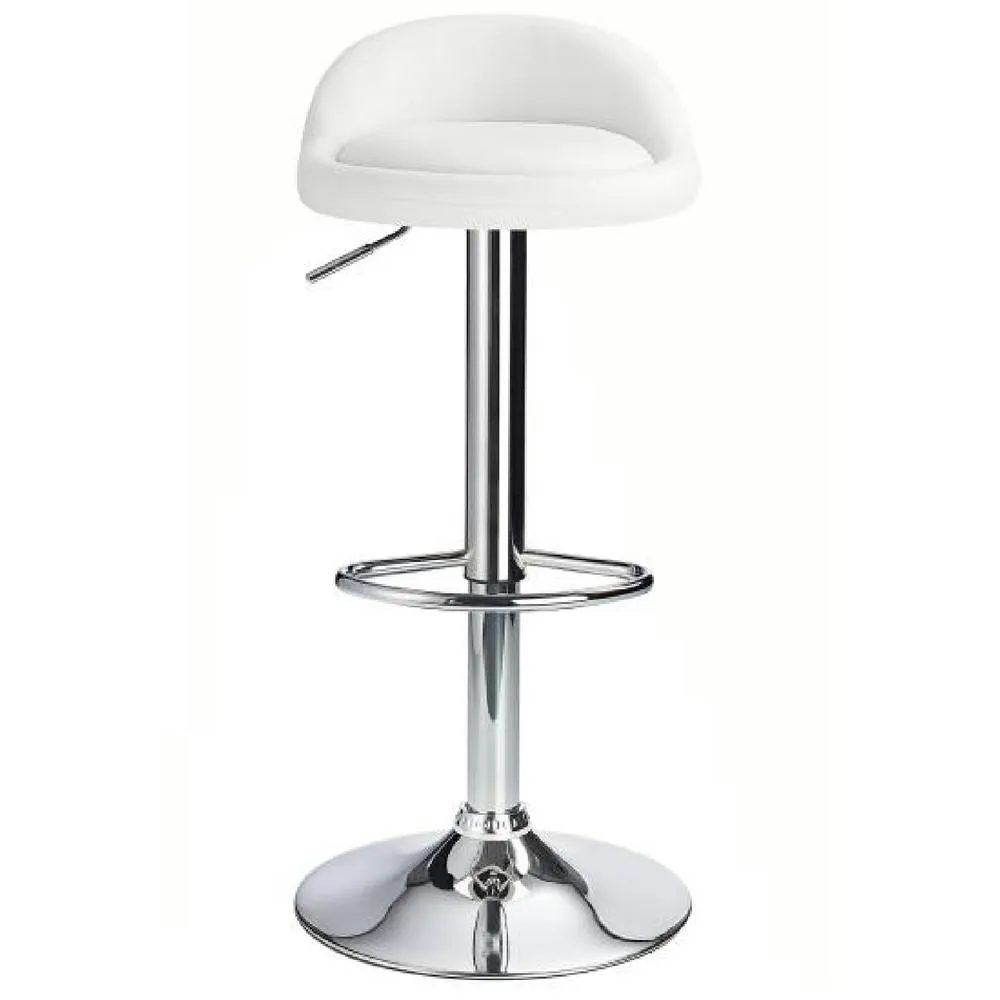 netfurniture Gaor Adjustable, Breakfast Bar Stool Faux Leather, Padded Seat White 2