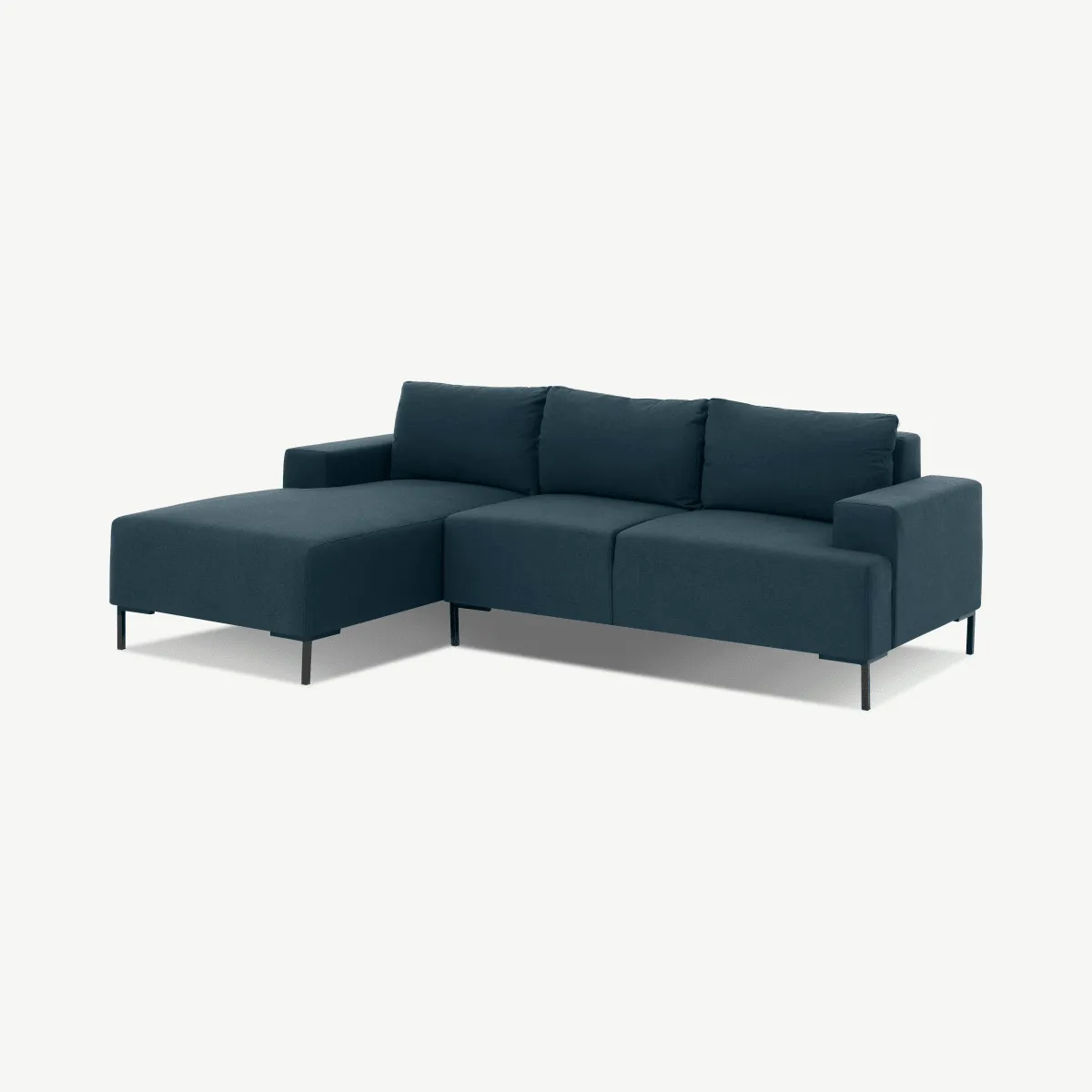 Frederik 3 Seater Left Hand Facing Compact Corner Chaise End Sofa, Aegean Blue Fabric