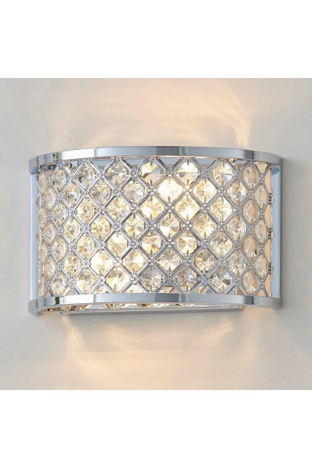 Netlighting Hudson 2 Light Indoor Wall Light Chrome with Crystal E14 in Clear 3