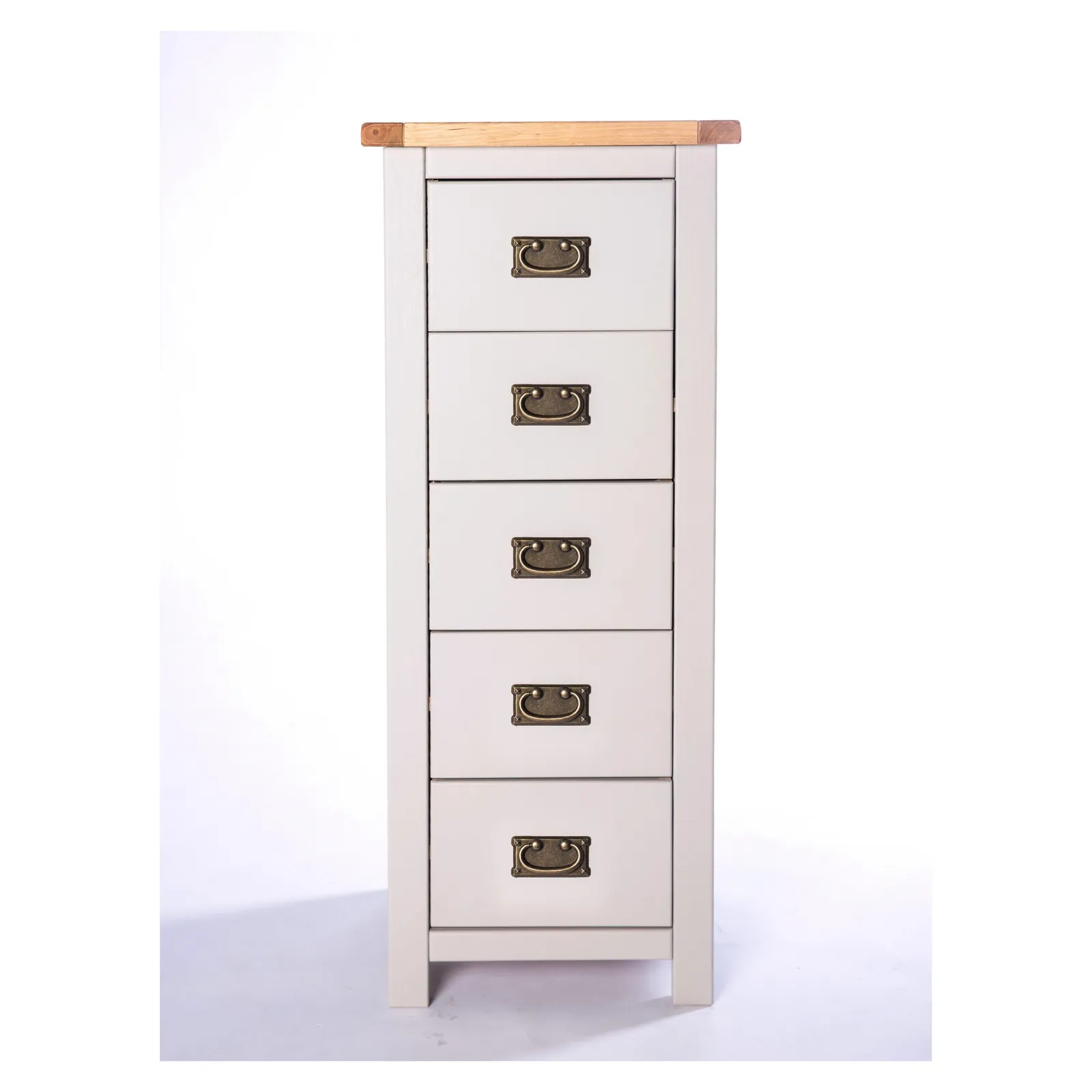 Cabinet Bits Argenta 5 Drawer Narrow Chest of Drawers Bras Drop Handle in Light Grey