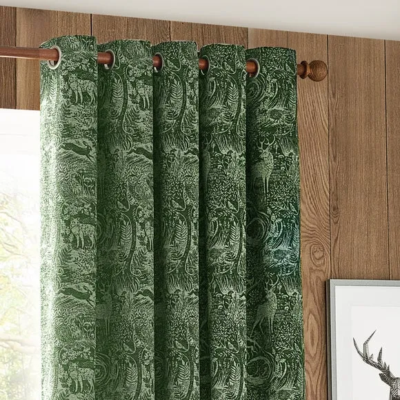 Winter Woods Emerald Eyelet Curtains 1