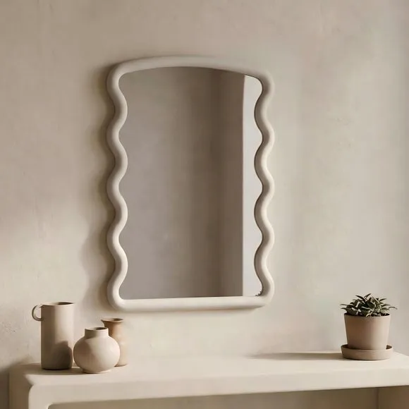 Cleo Rectangle Wood Wiggle Wall Mirror 1