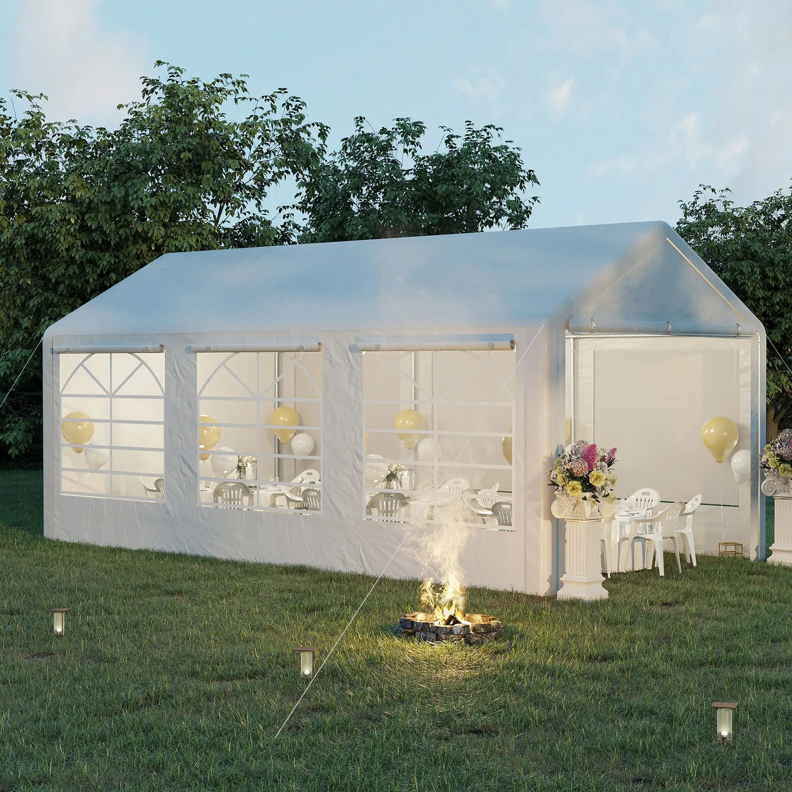 OUTSUNNY 6m x 3m Heavy Duty Carport Outdoor Car Canopy Shelter Party Tent in White