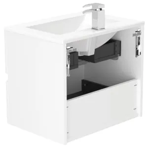 Newland White Basin Suspended Double Drawer Unit - 600mm 2