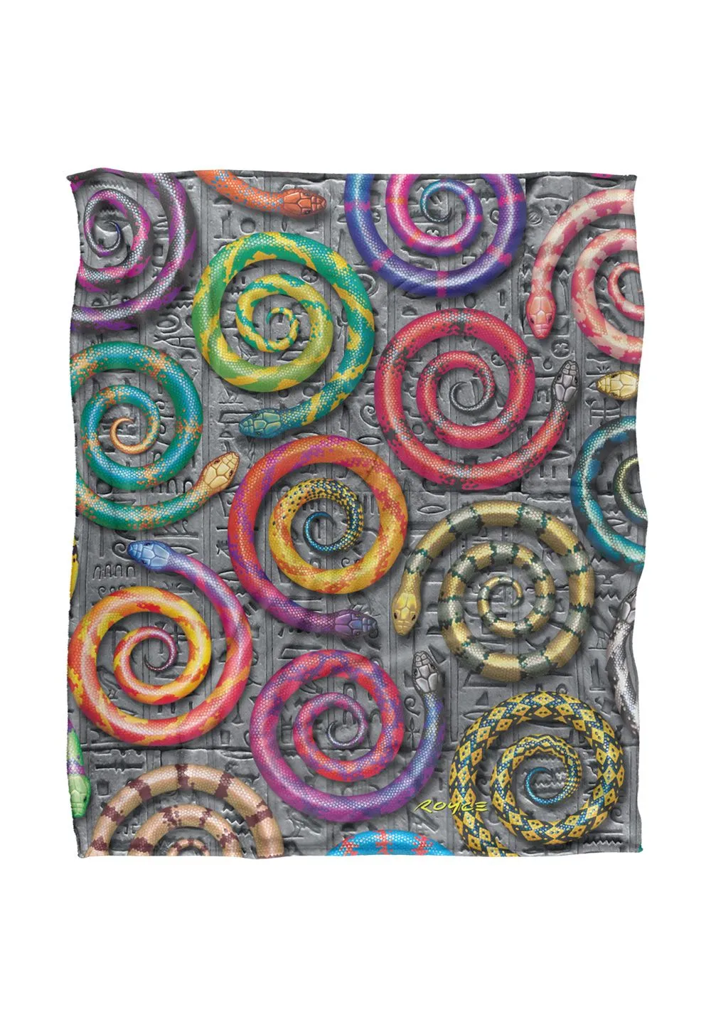JQ Licensing Royce Mcclure Hisstory Snake Pattern Silky Touch Super Soft Throw Blanket 152 X 127 cm in White