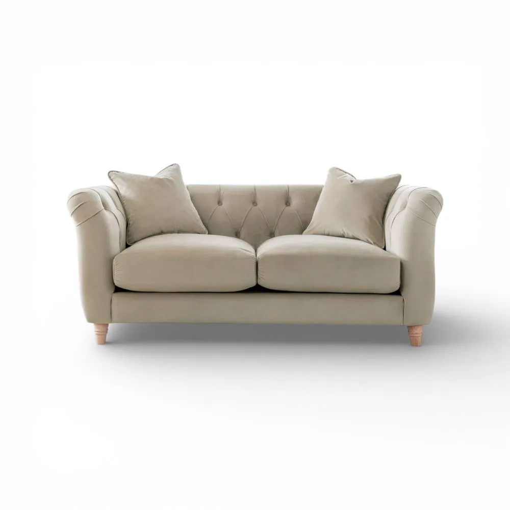 The Great Sofa Company Kensington 2-Seater Velvet Chesterfield Sofa in Cream 3