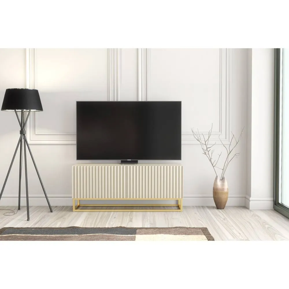 Creative Furniture Ripple TV Unit 100cm - Cashmere Warm Beige Taupe Finish with Gold 2