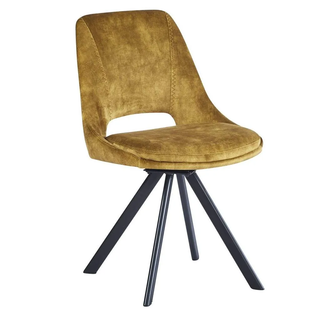 IH Design Mustard Velvet Swivel Dining Chair (Set of 2) 2