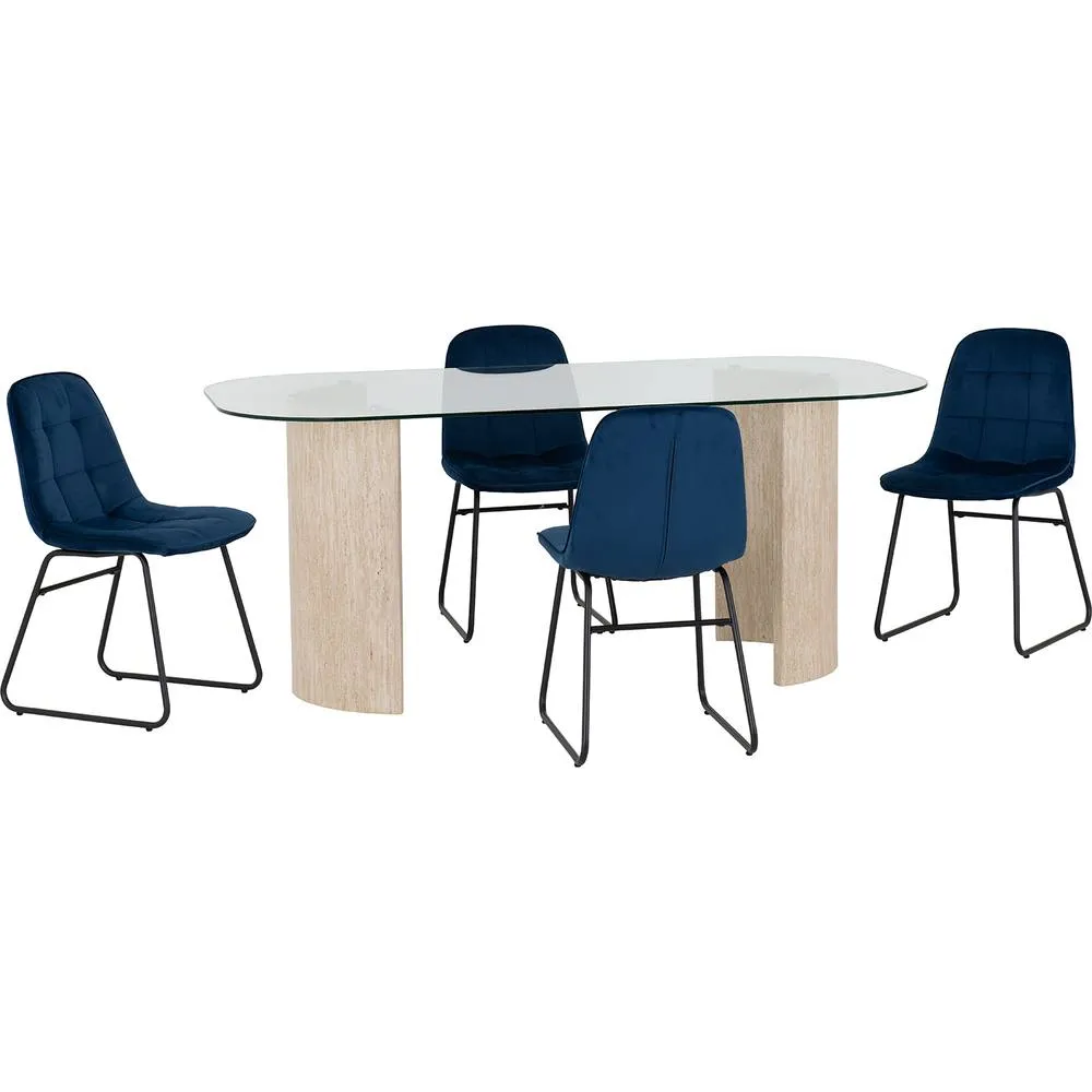 Seconique Modena Dining Set with Lukas Chairs in Blue 2
