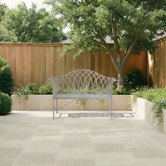 Wrought Iron 2 Seater Grey Bench 2