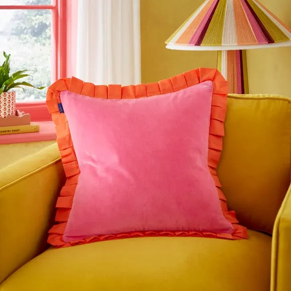 Sophie Robinson Box Pleat Velvet Square Cushion