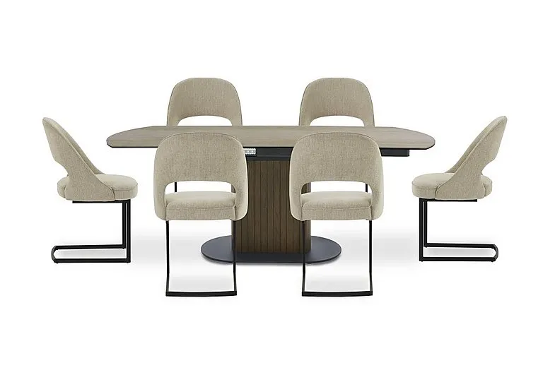 Tiber Swivel Extending Dining Table and 6 Cantilever Chairs
