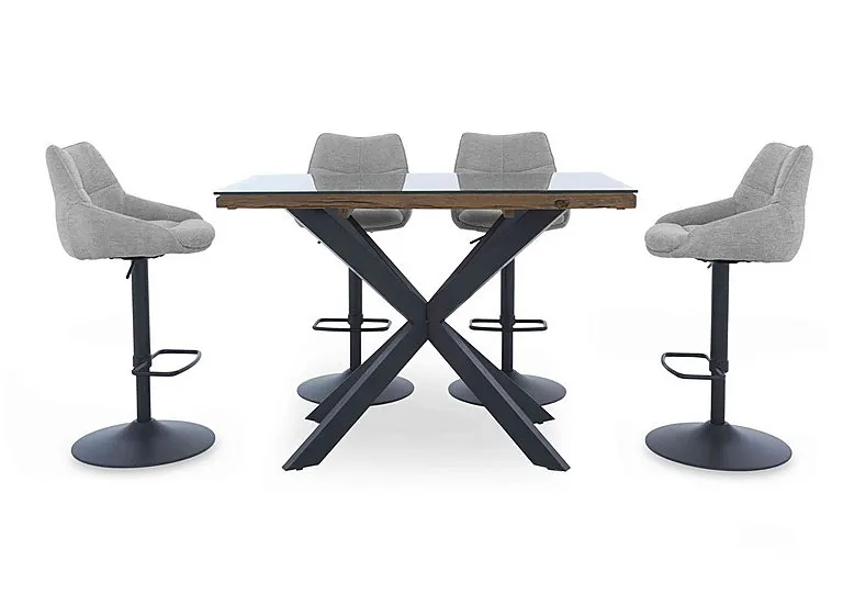 Kiara Table and 4 Swivel Bar Stools - Taupe