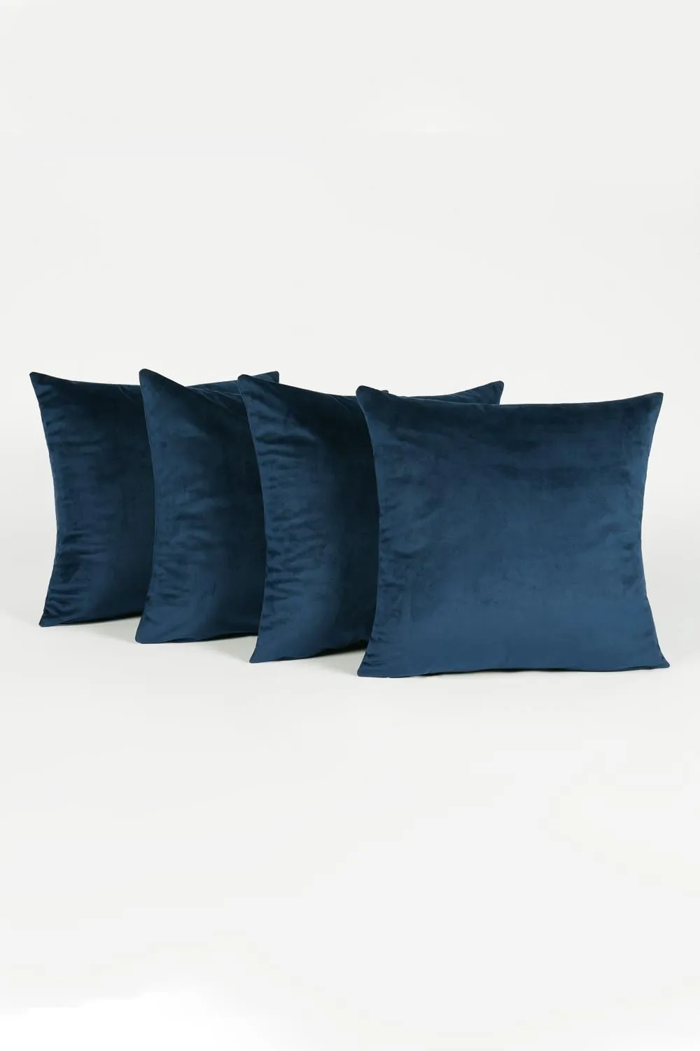 OHS 4 x Matte Velvet Cushion Covers Soft Plain Zip in Navy