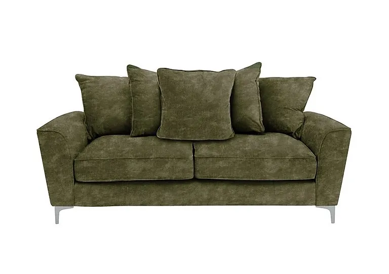 Legend 3 Seater Scatter Back Fabric Sofa with Chrome Feet - Sublime Olive