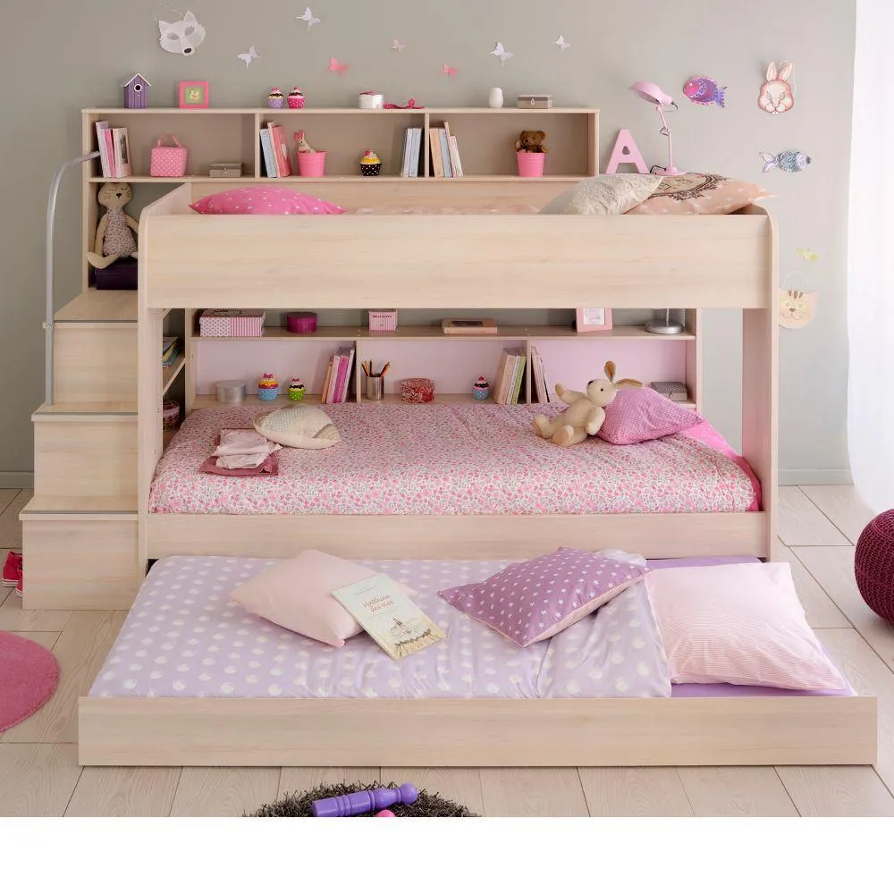 Bibop Acacia Wooden Bunk Bed with Underbed Trundle Frame - EU Single