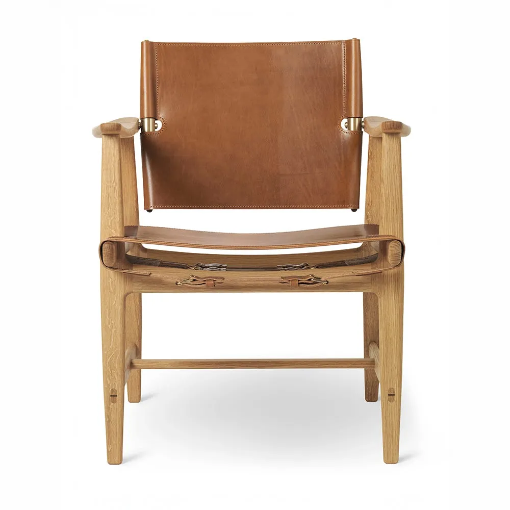 Carl Hansen & Son BM1106 Huntsman Chair Oiled Oak Cognac Leather with Brass 2