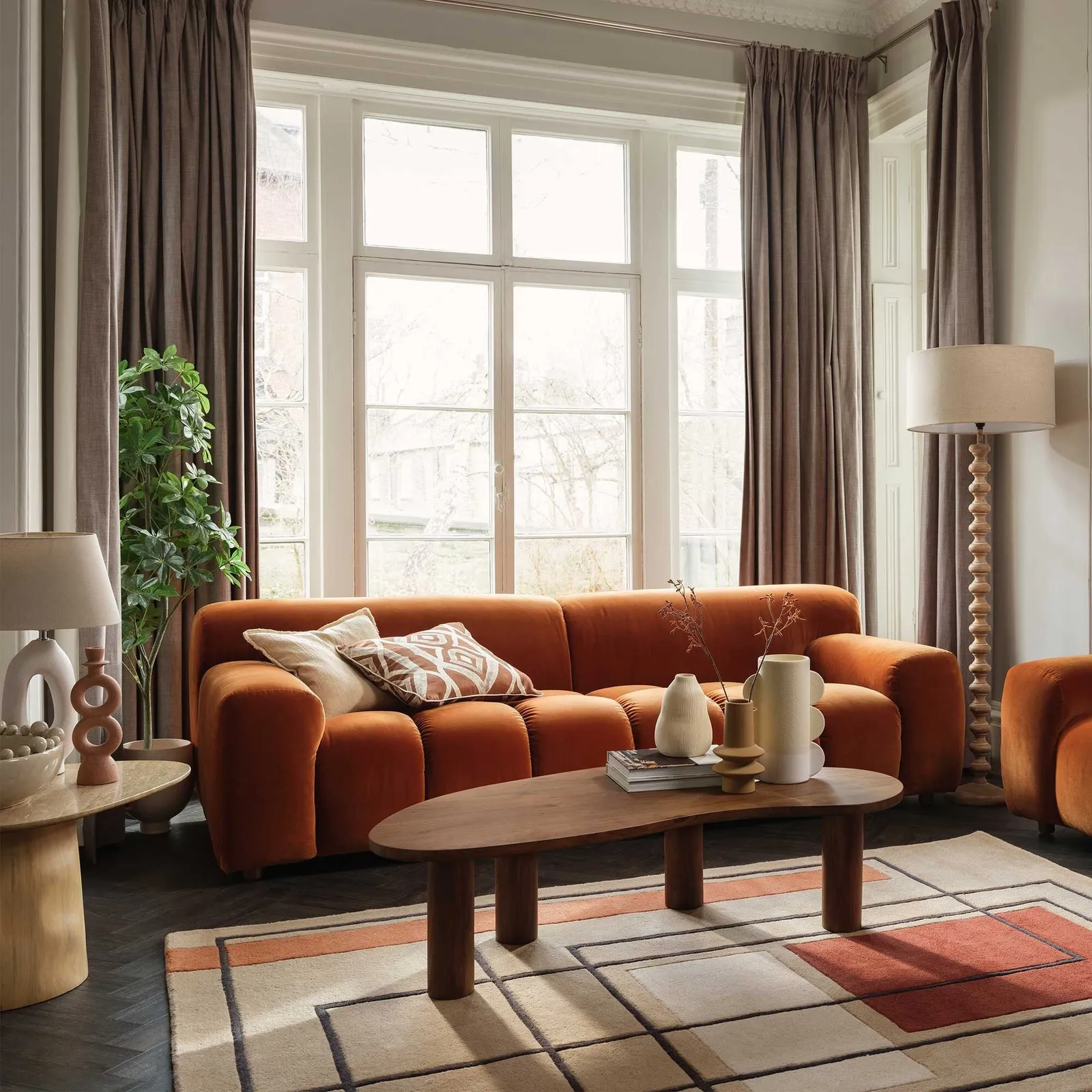 Lavinia 3 Seater Sofa, Orange Fabric | Barker & Stonehouse 2