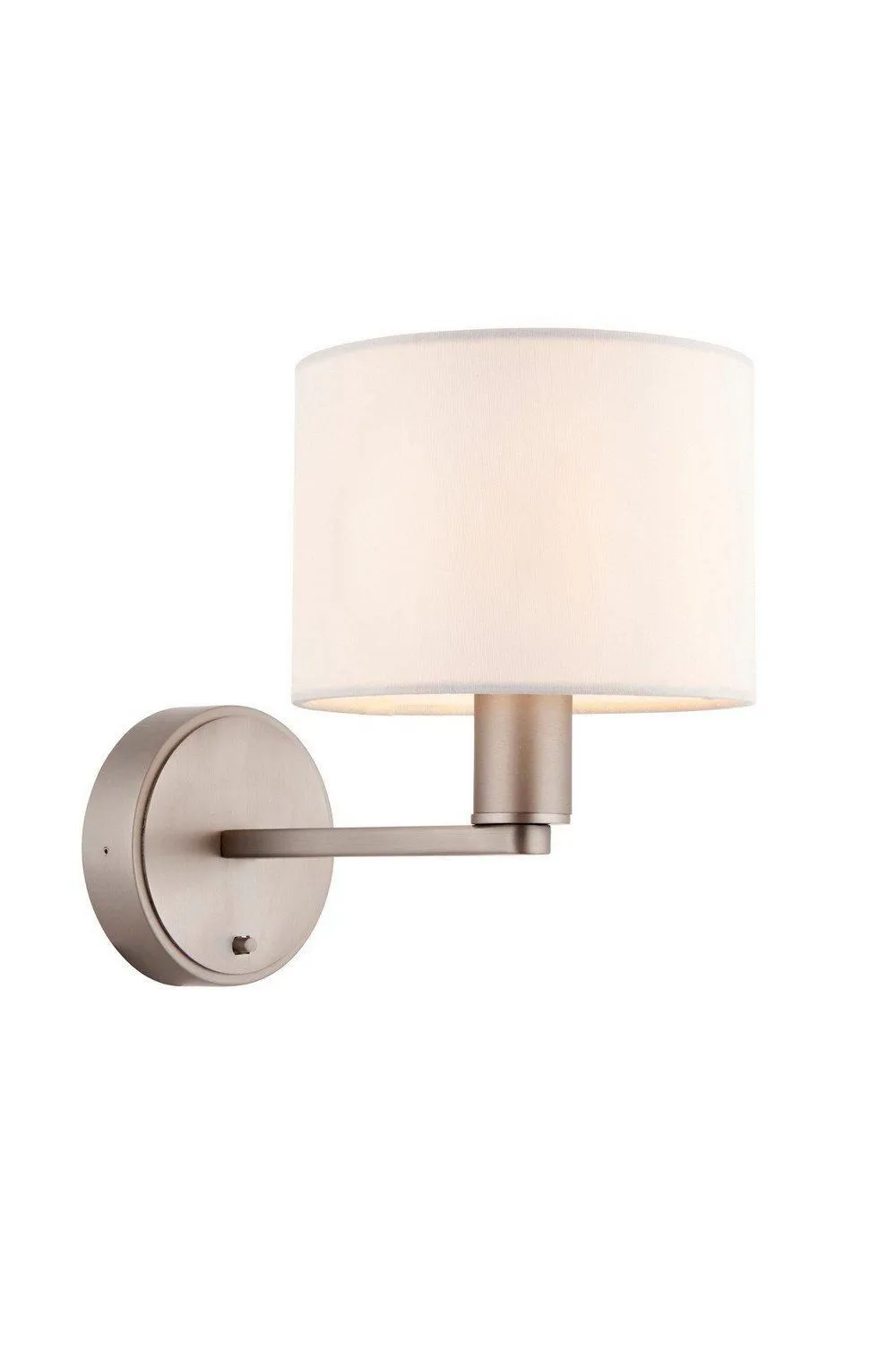 Netlighting Daley 1 Light Indoor Wall Light Matt Nickel Plate Vintage White Faux Silk E14 in Grey 6