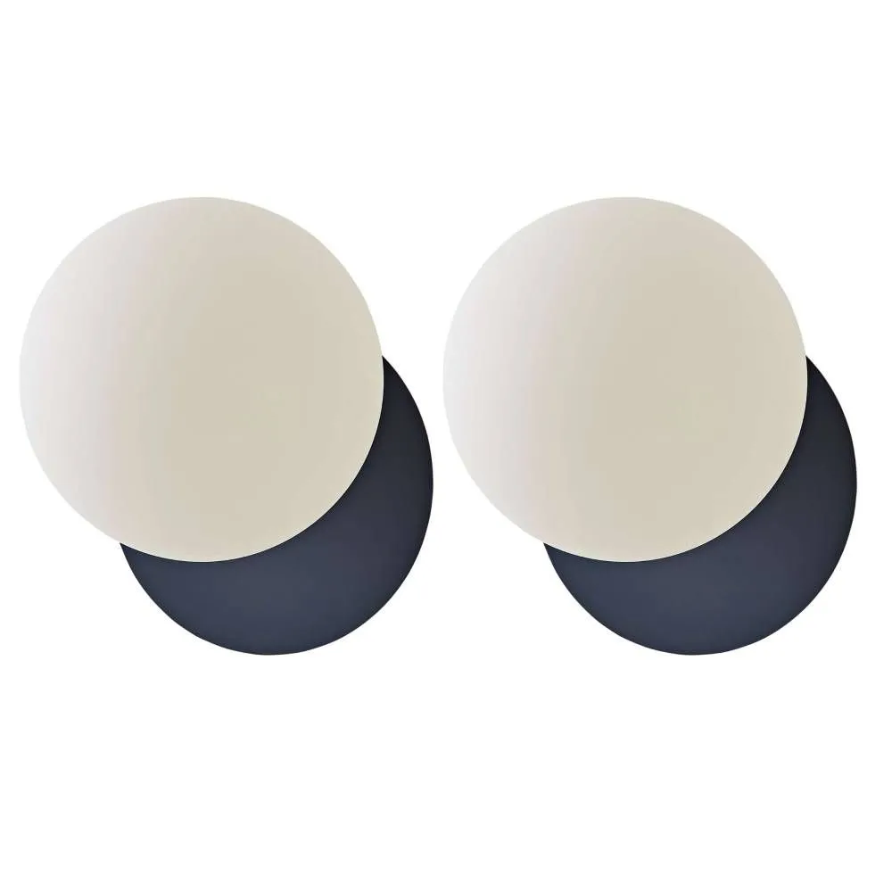 ValueLights Darla Pair of Frosted Globe IP44 Rated Bathroom Wall Lights with Bulbs in Dark Navy 1