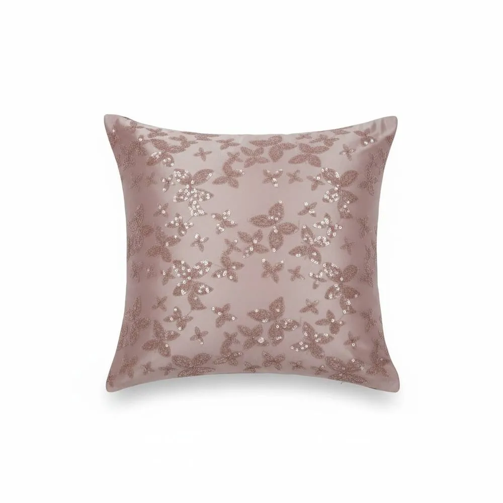 Snug City Butterfly Sequin Cushion Cover Luxury Decorative Throw Cushion in Pink