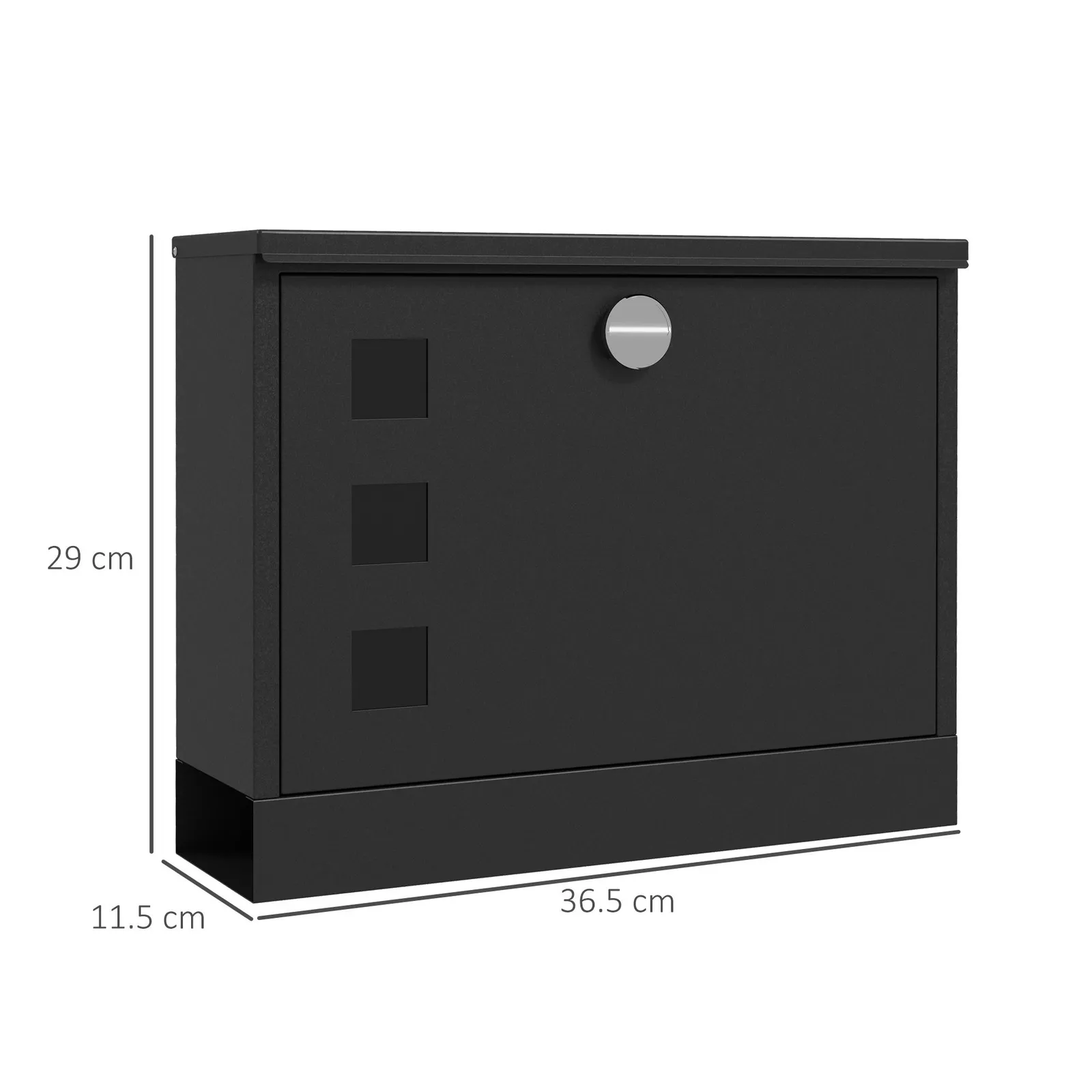HOMCOM Wall Mounted Letter Box Post Box Mailbox with 2 Keys in Black 3