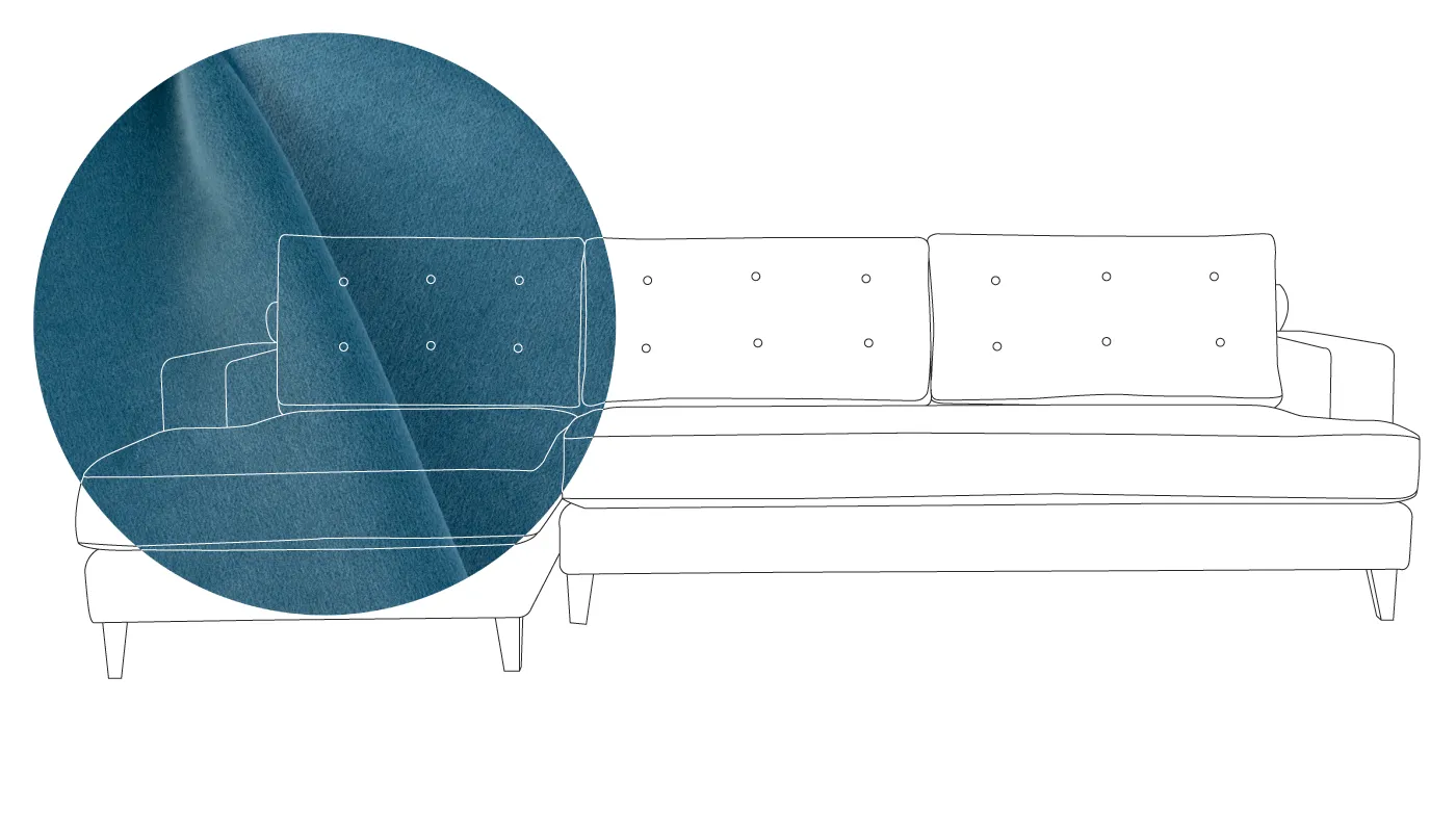 Heal's Mistral Left Hand Corner Sofa Varese Velvet Delft Natural Feet