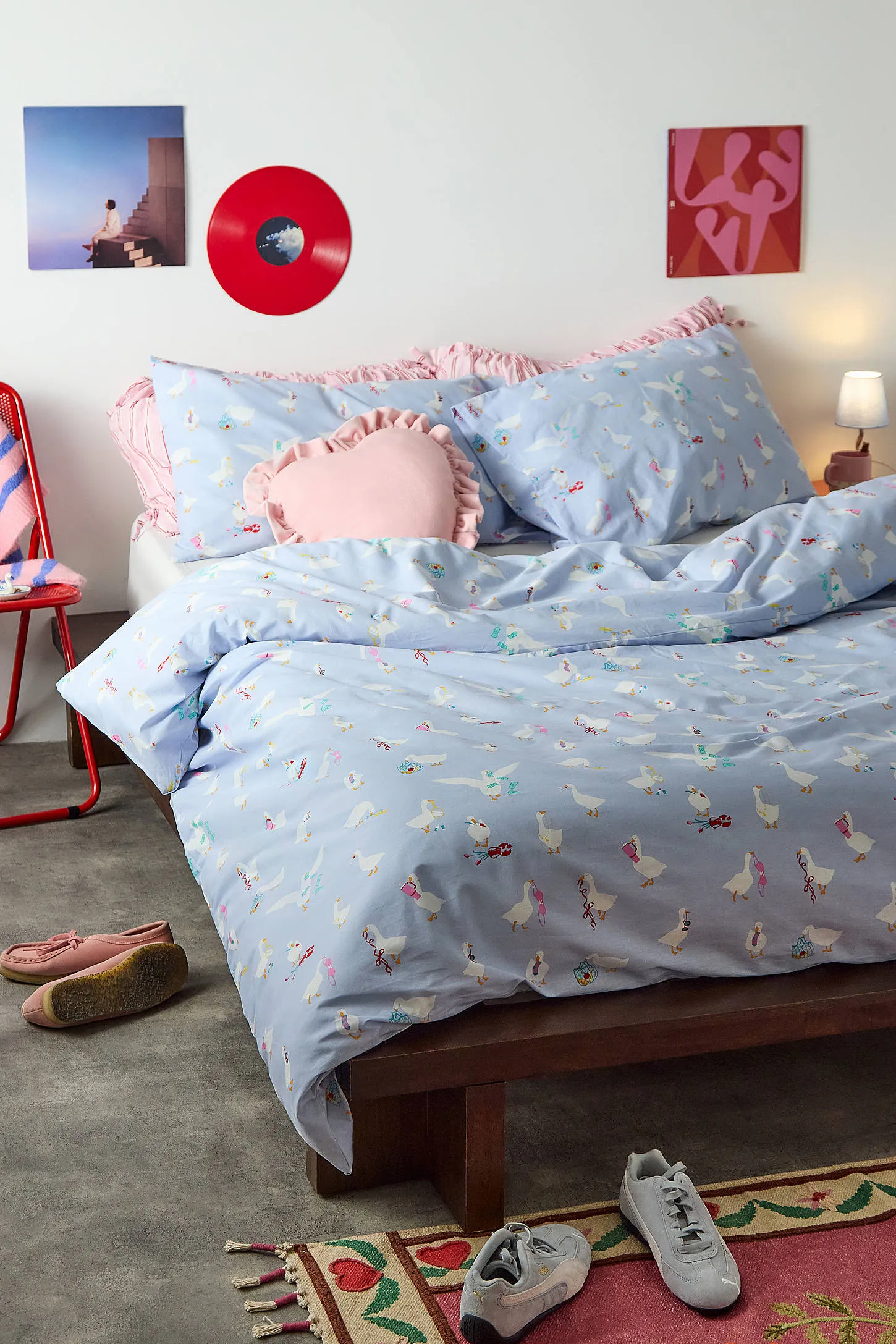 UO Silly Goose Duvet Set - Blue 4