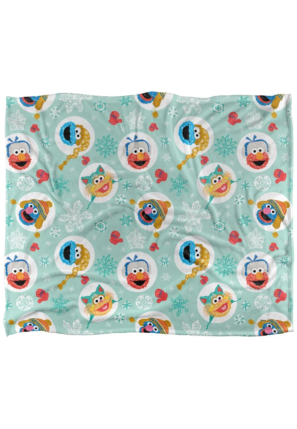 Sesame Street Festive Heads Pattern Silky Touch Super Soft Throw Blanket 152 X 127 cm in White