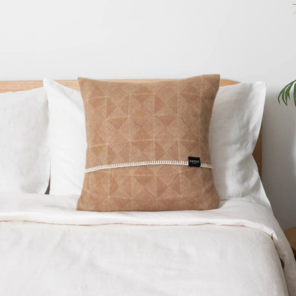 Native Natural Diamond Beige Wool Cushion 45x45cm