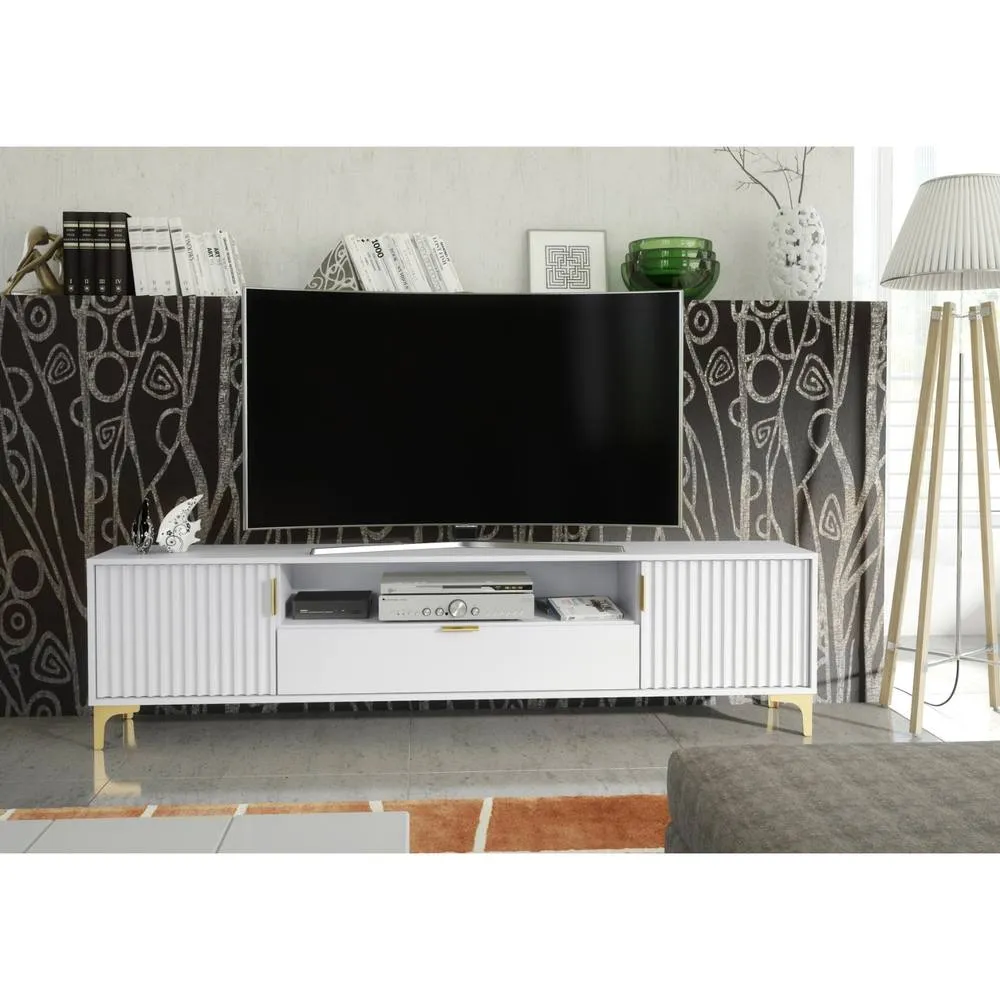Creative Furniture Tide Crest TV Unit 200cm - White & Gold 5