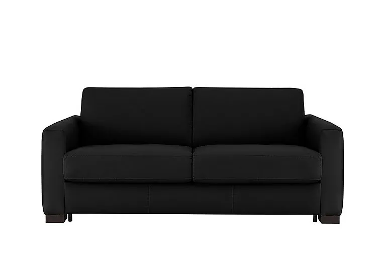 Alcova 3 Seater Leather Sofa Bed with Box Arms - Torello Nero - Sofas and Armchairs - In Time for Christmas