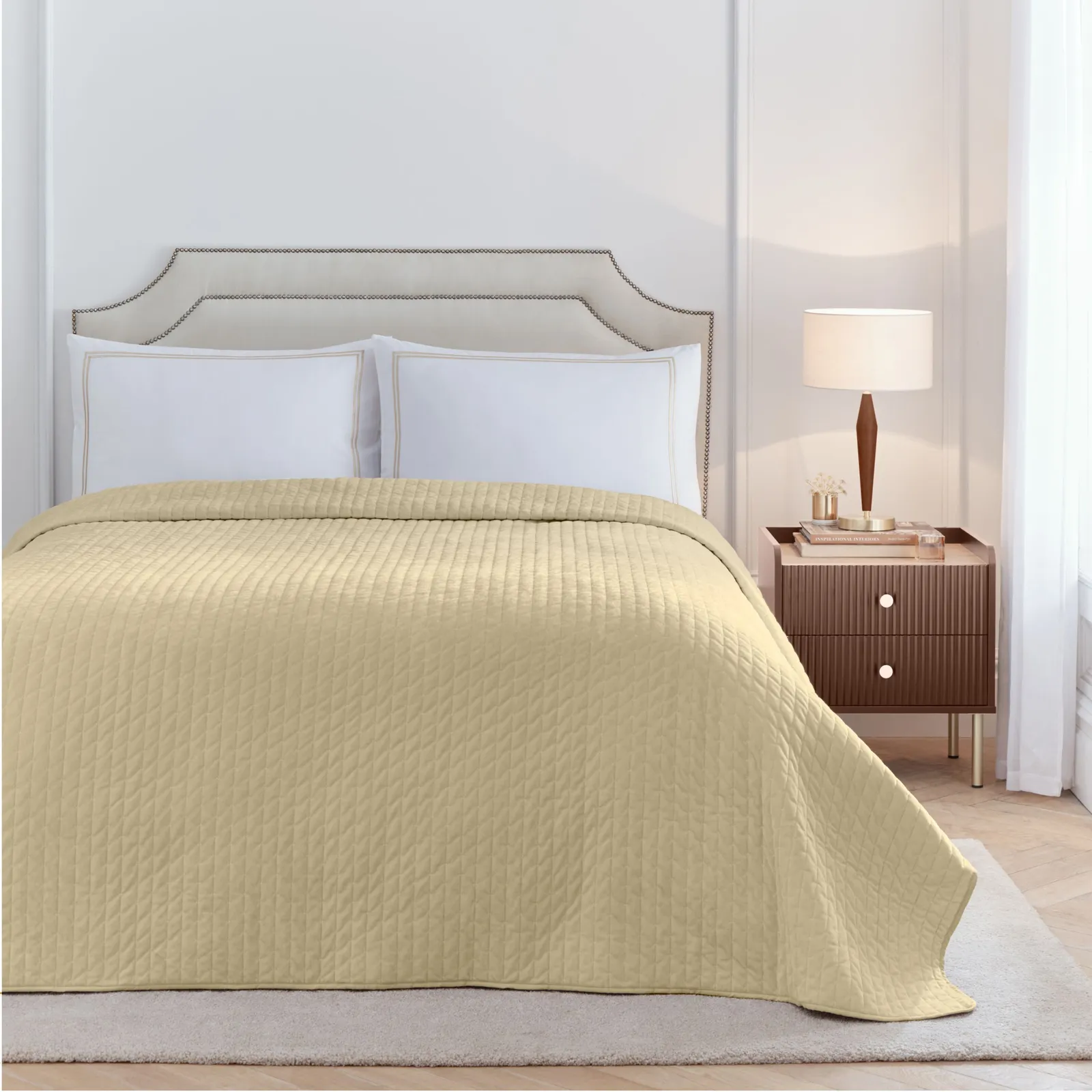 Paoletti Henley Pin-cord Bedspread in Natural 1