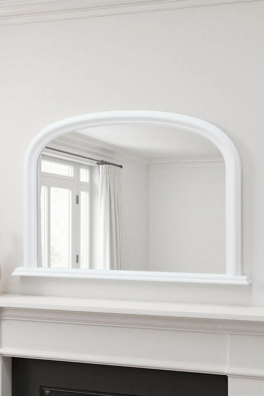 Yearn Mirrors Overmantle Arched Contemporary Mirror White 112(w)x77cm(h)