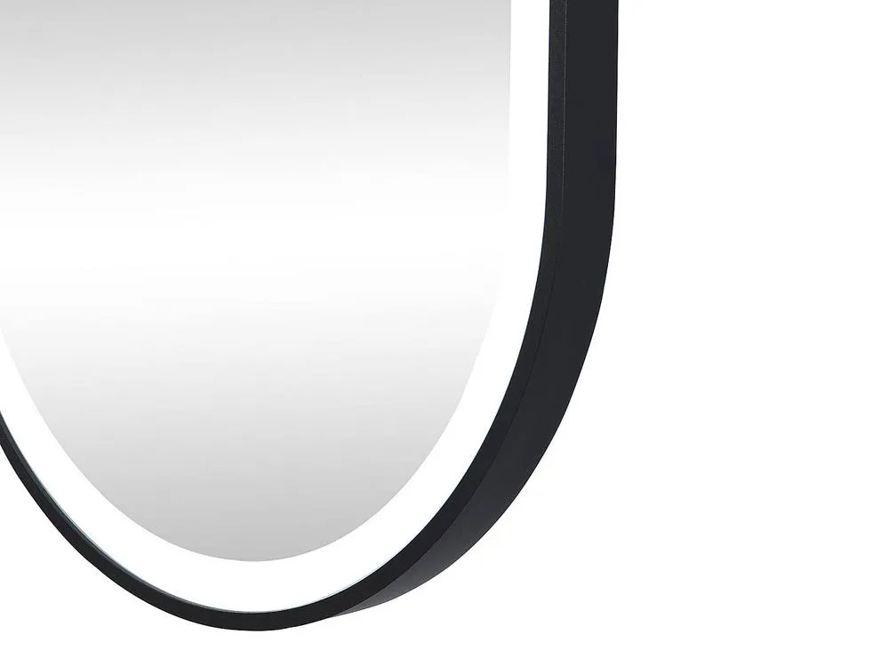 Vente-unique Oval Anti-Fog Illuminated Bathroom Mirror With Black Surround - 60 X 6