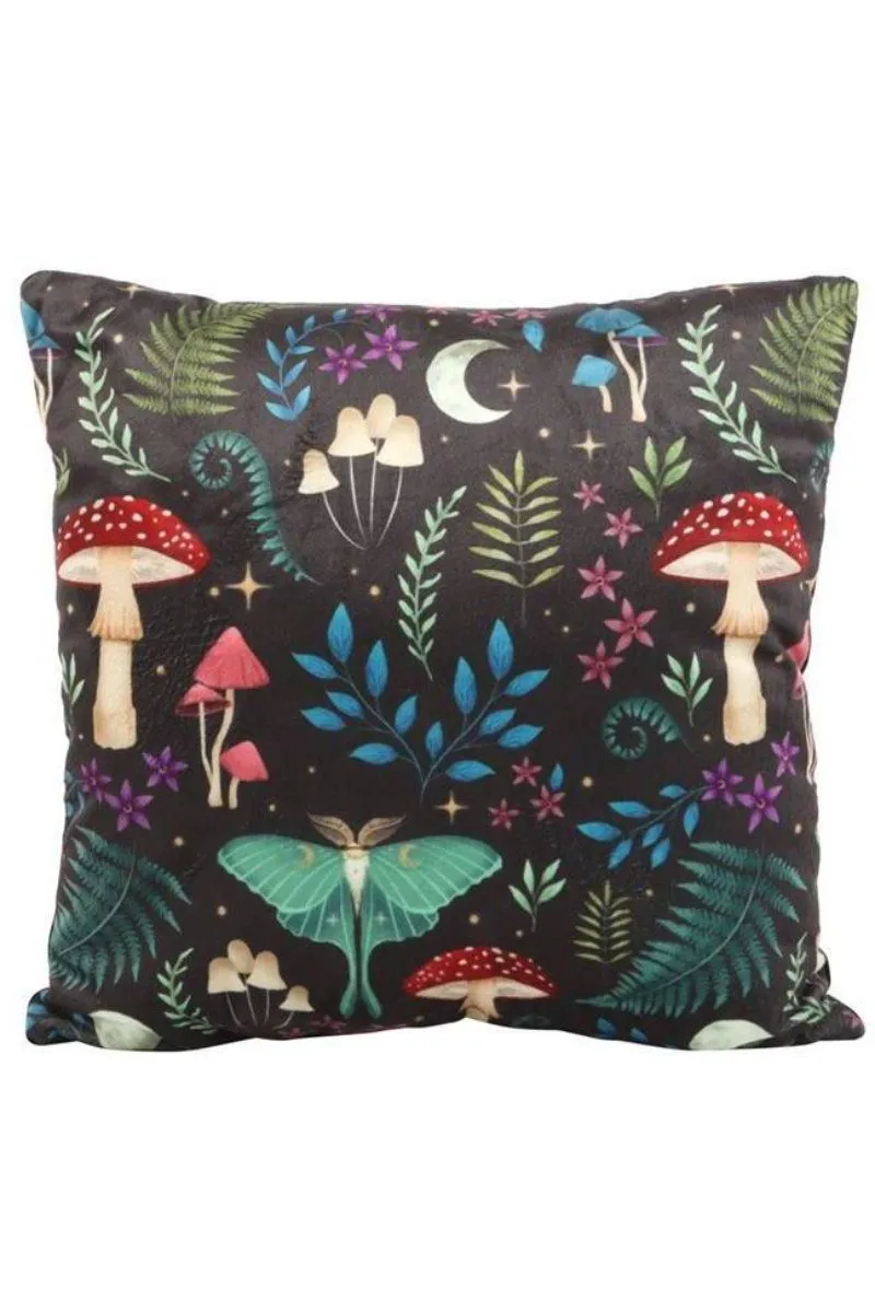 KDMD 35cm Square Dark Forest Print Cushion in Black