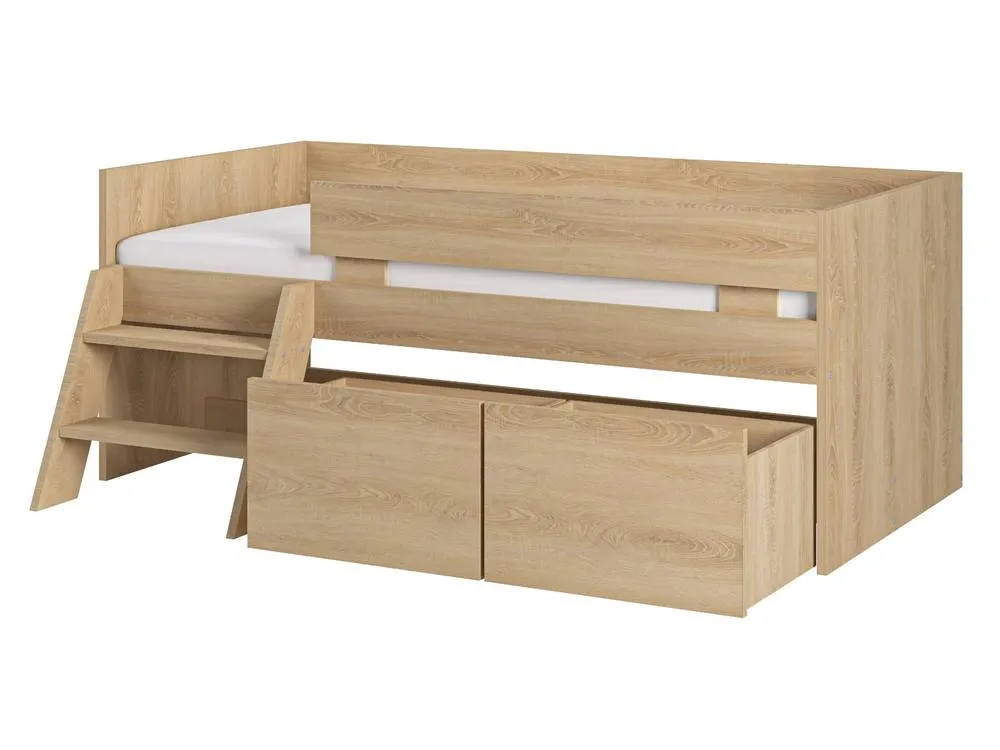 Flair Logan Single Storage Low Sleeper Bed in Brown 4