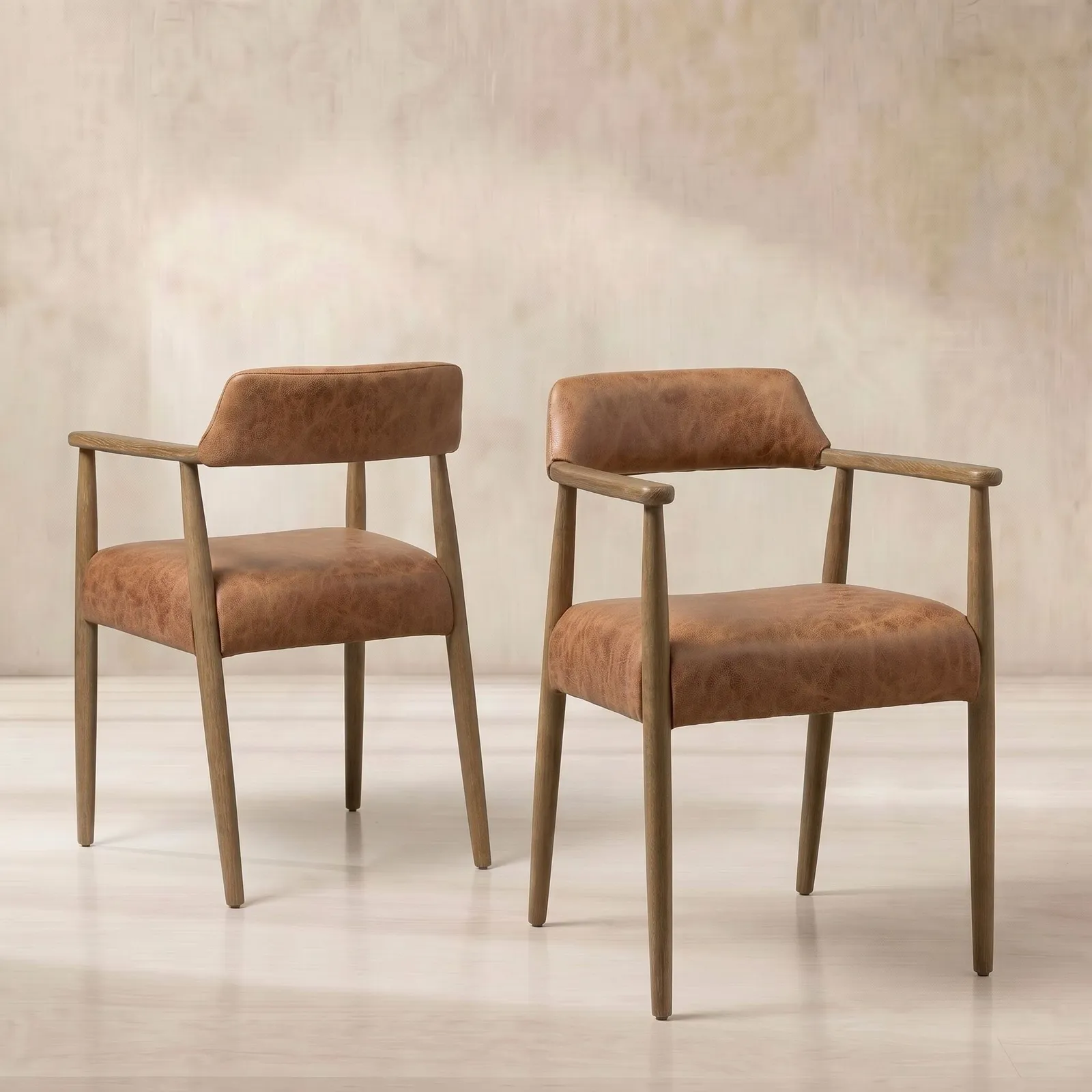 Ames Dining Chair With Arms, Brown Leather | Barker & Stonehouse