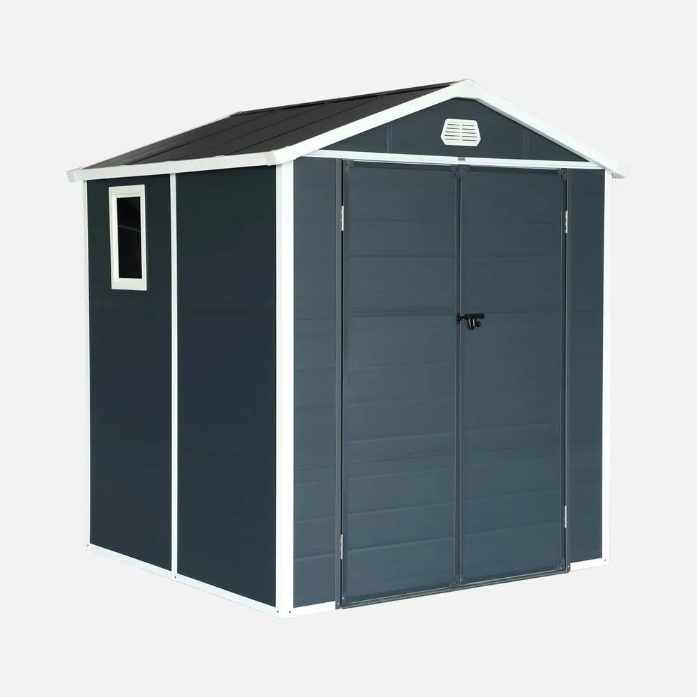 sweeek 3.65 M² Plastic Garden Shed in Dark Grey