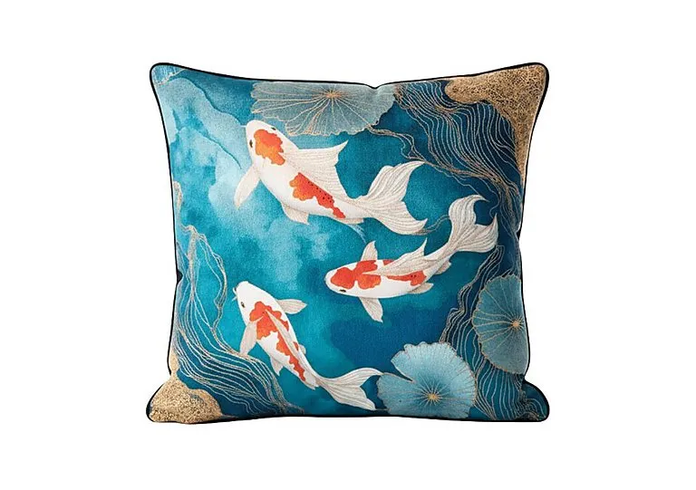 Teal River Koi Large Feather Cushion - Home Accessories - In Time for Christmas