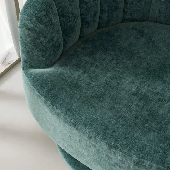 Elena Luxe Chenille Scalloped Swivel Chair 4