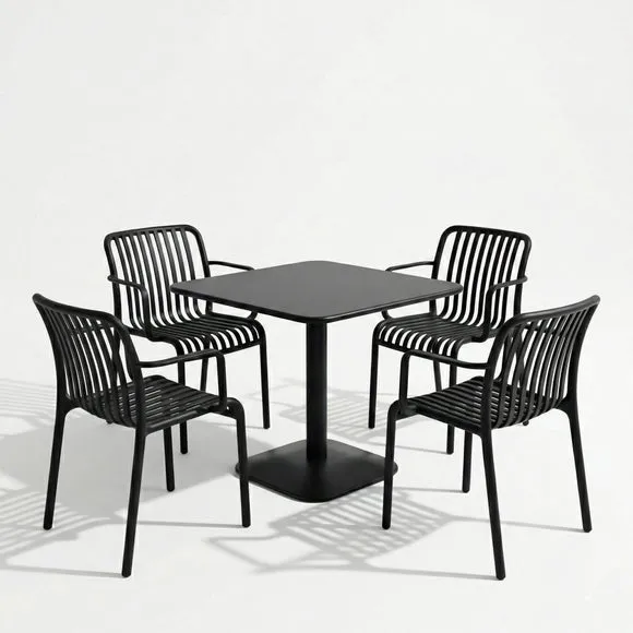 Modura Albin Square Table with 4 Alma Armchairs 2